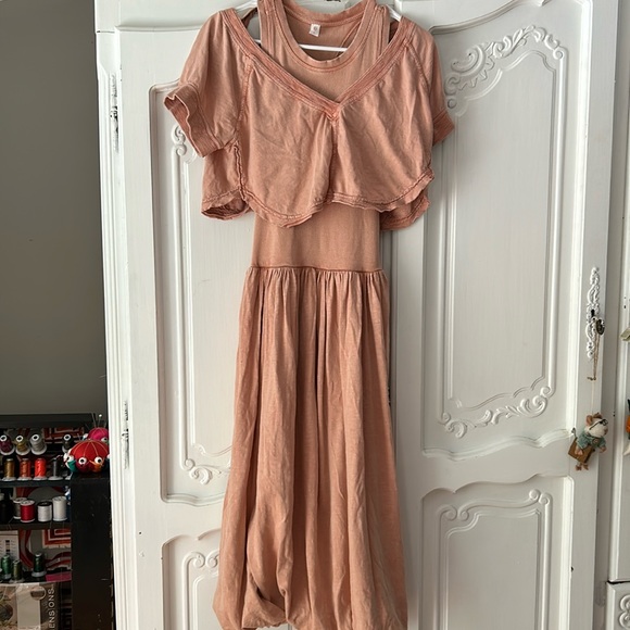 FP Daily Practice Peach Dress with Removable Crop Tee Bubble Hem - Picture 2 of 11